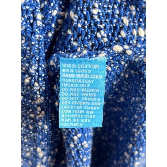 J. McLaughlin Textured Marled Split Hem Pullover Crewneck Sweater Large Blue - Picture 7 of 8